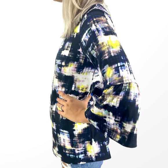 ELLEN TRACY Elegant Multicolor Bell Sleeve Tunic Top - Picture 3 of 11